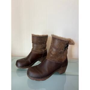 Dansko stormy fur lined convertible brown leather womens boots winter 38 7.5-8